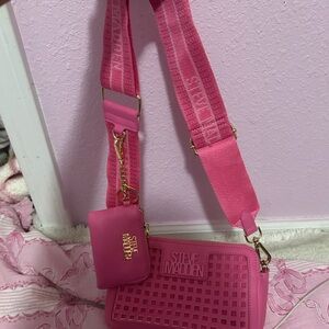 Steve Madden Pink Textured Crossbody Bag with Gold Hardware